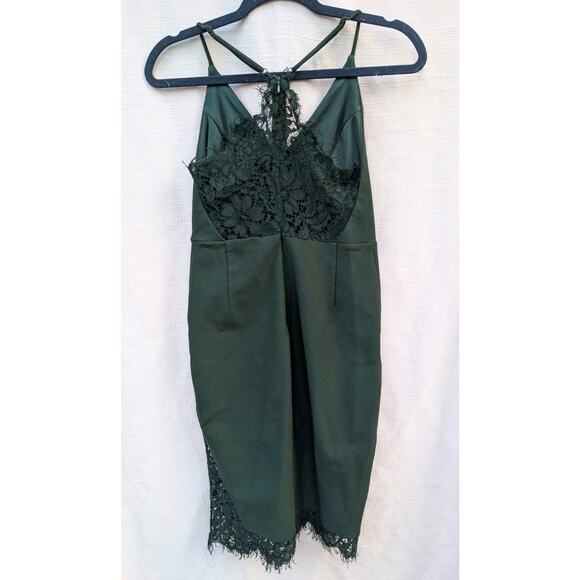 Lulus Only Want You Forest Green Lace Bodycon Dress Sz S Wedding Guest Christmas - Picture 3 of 8